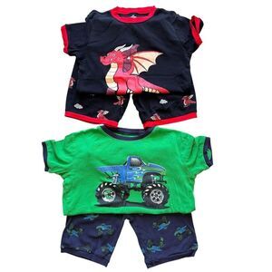 Pajama Short Sleeves Kids Soft Cotton Dragons & Monster Truck SZ S (6-7) # 2474